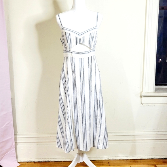 BCBGMAXAZARIA Stripe Cotton Midi Dress 10 - Picture 3 of 4
